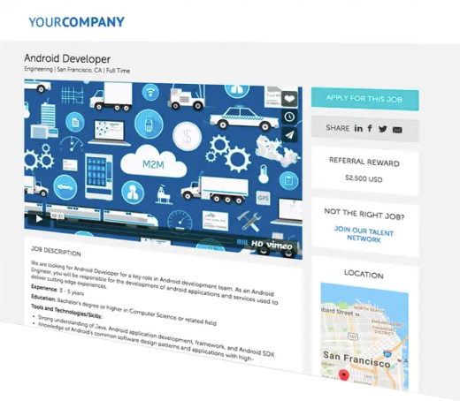 An example of a job description on a job site webpage with video content