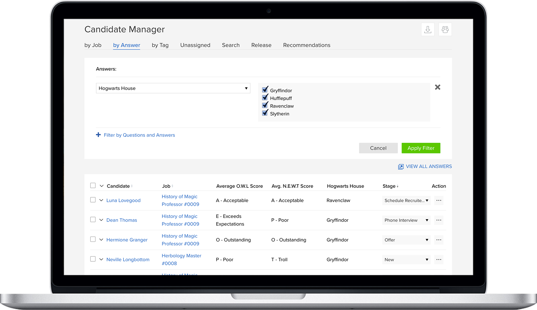 JobScore candidate manager dashboard to hire better