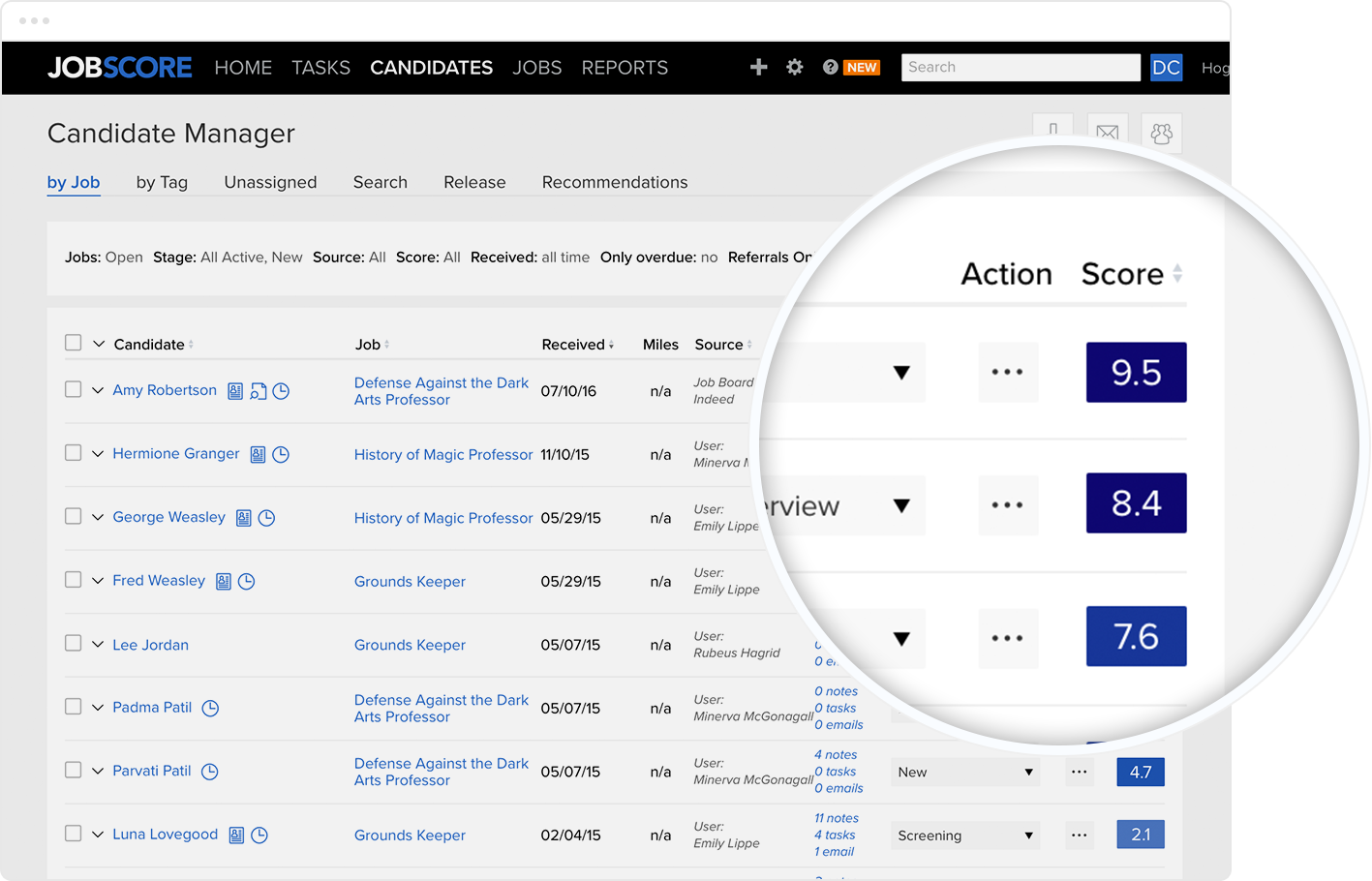 Magnified scoring tool image for a better recruitment process.