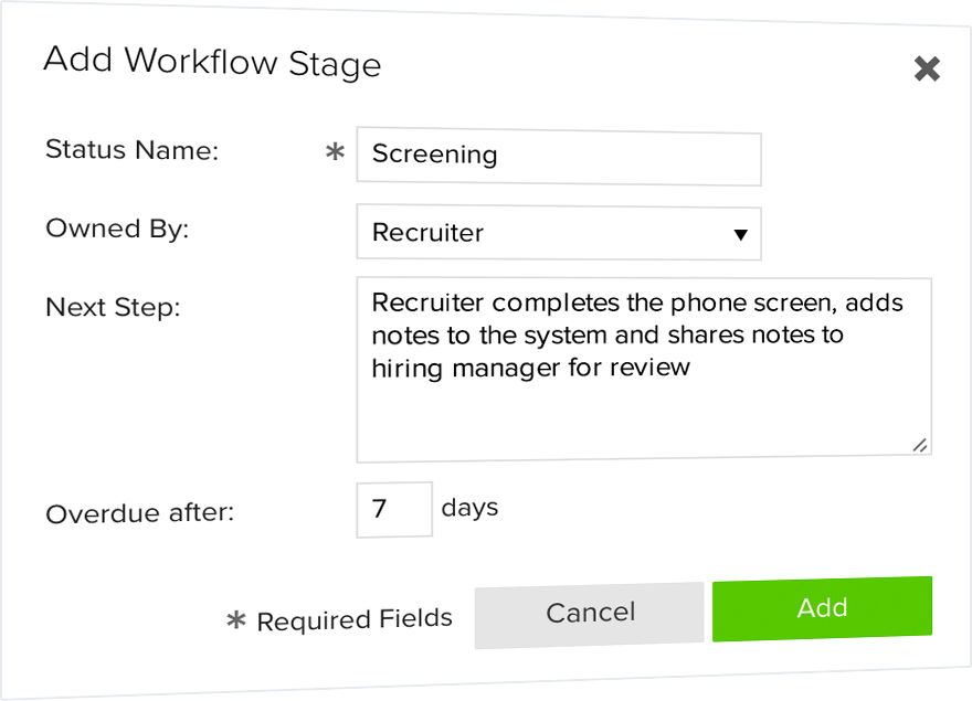Create/add workflow stage information box.