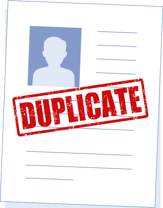 Piece of paper with the word duplicate representing candidate resume