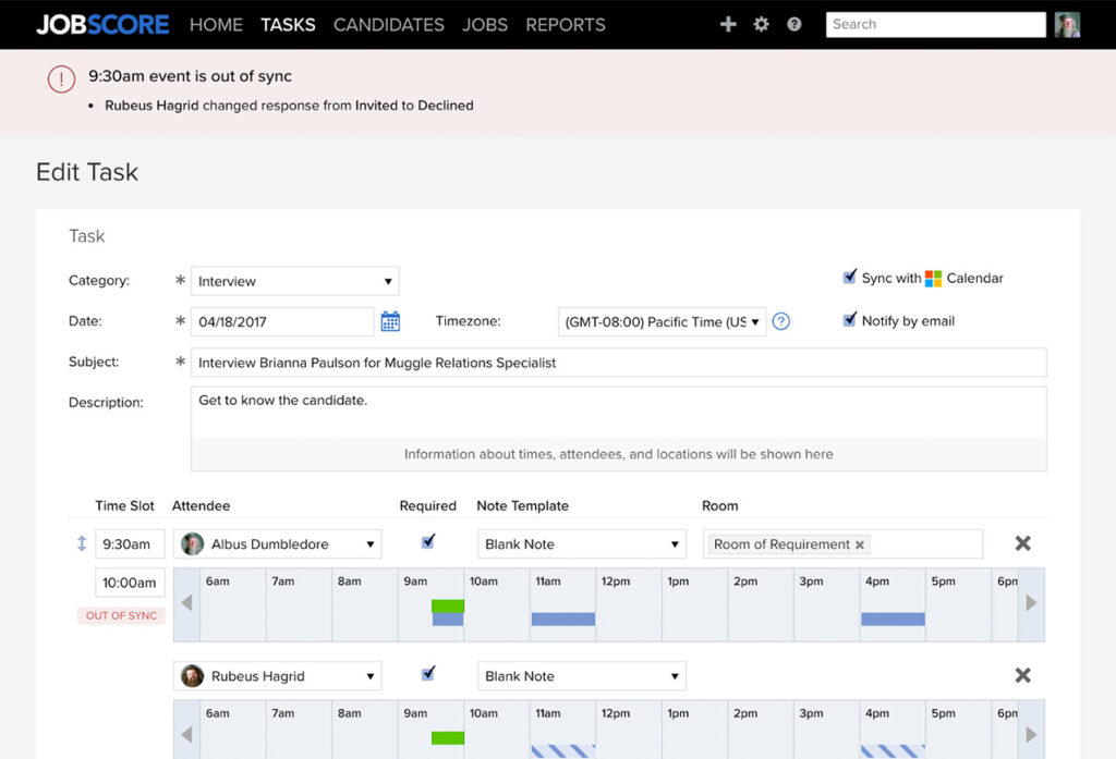 Out of sync interview rescheduling alert