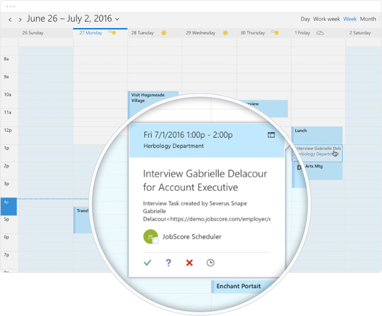 Calendar invite publishing using JobScore.