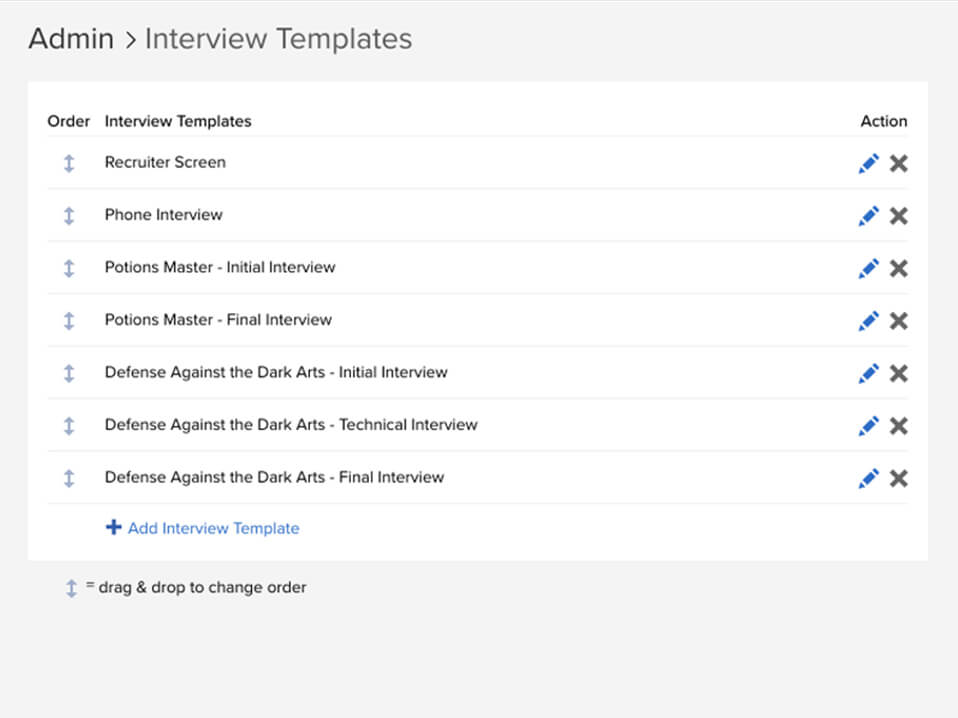 A customizeable interview template to collect hiring data on a tablet.