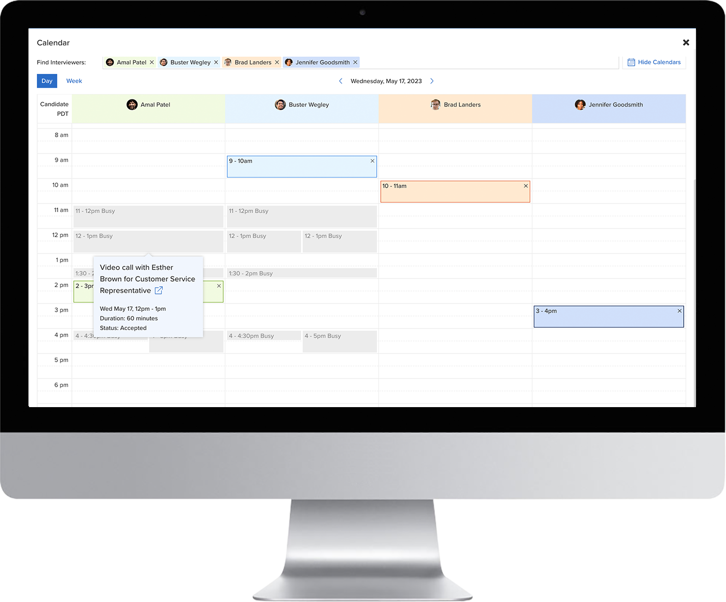 Calendar coordination and interview scheduling using JobScore.