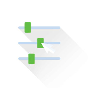 Three lines with sliding bars in different positions.