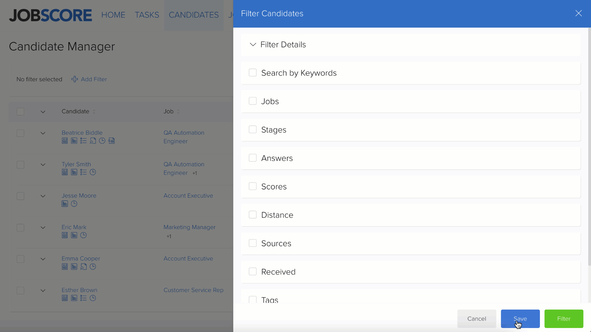 Control access and set saved searches as your personal default