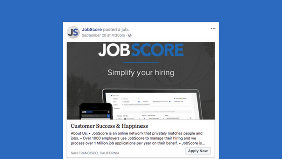 Job post on Facebook