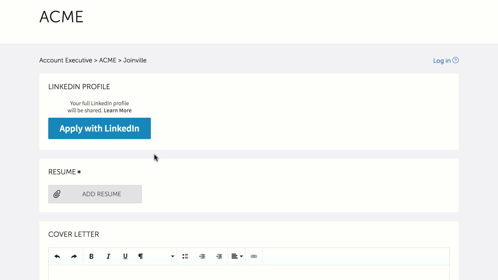 Apply Form with Apply With LinkedIn