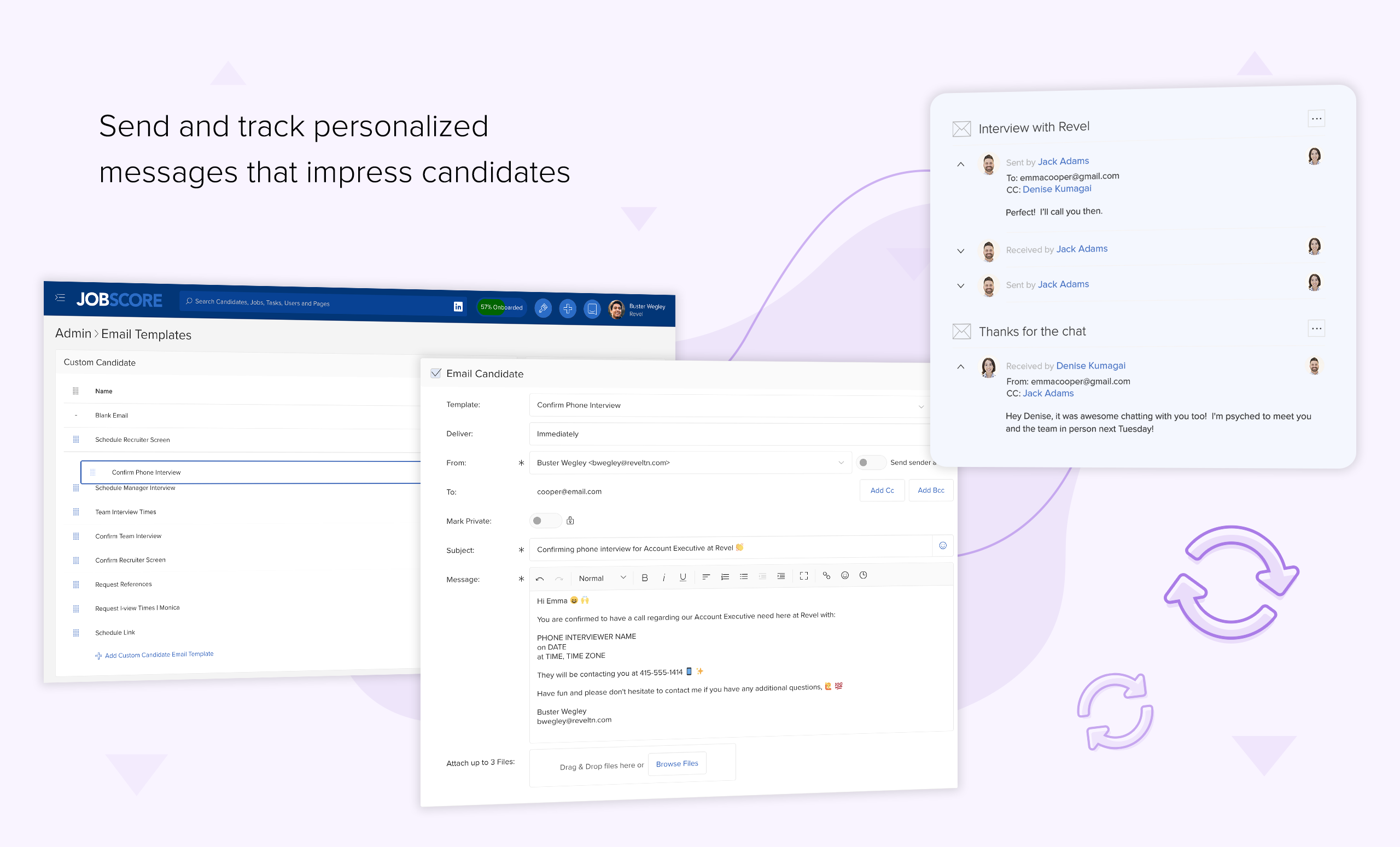 Send and track personalized messages that impress candidates | recruiting software emails