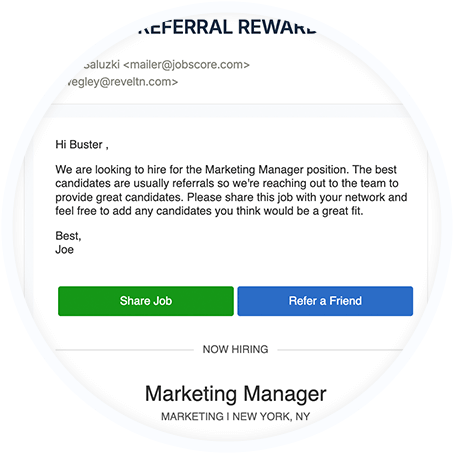 Notification for an employee referral program email