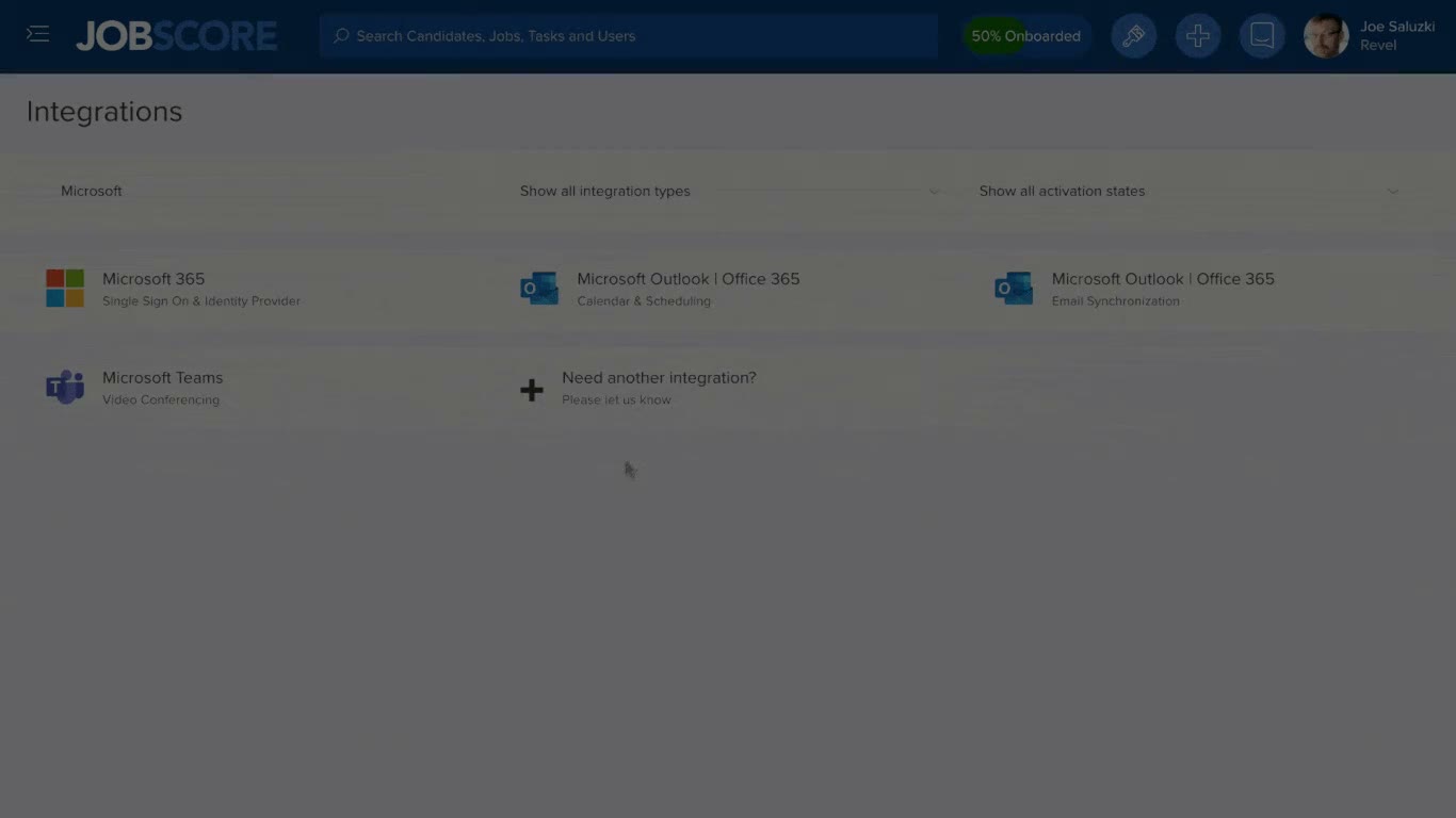 animated screenshot of installing microsoft integrations