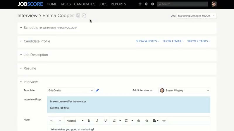 Interview Candidate Page
