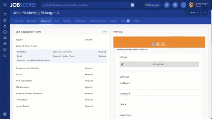 Job Application Form Preview
