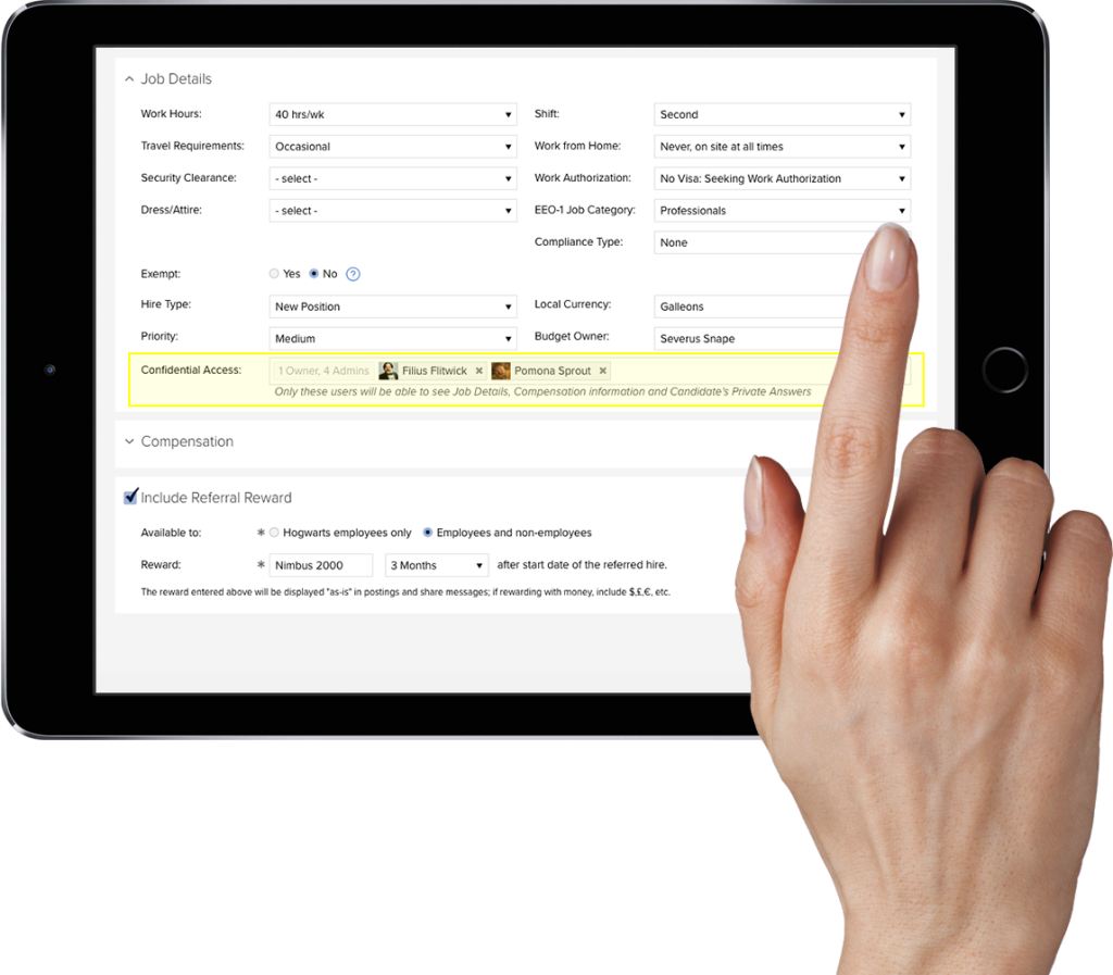 Control each user rola on a job and other ATS features with user access level