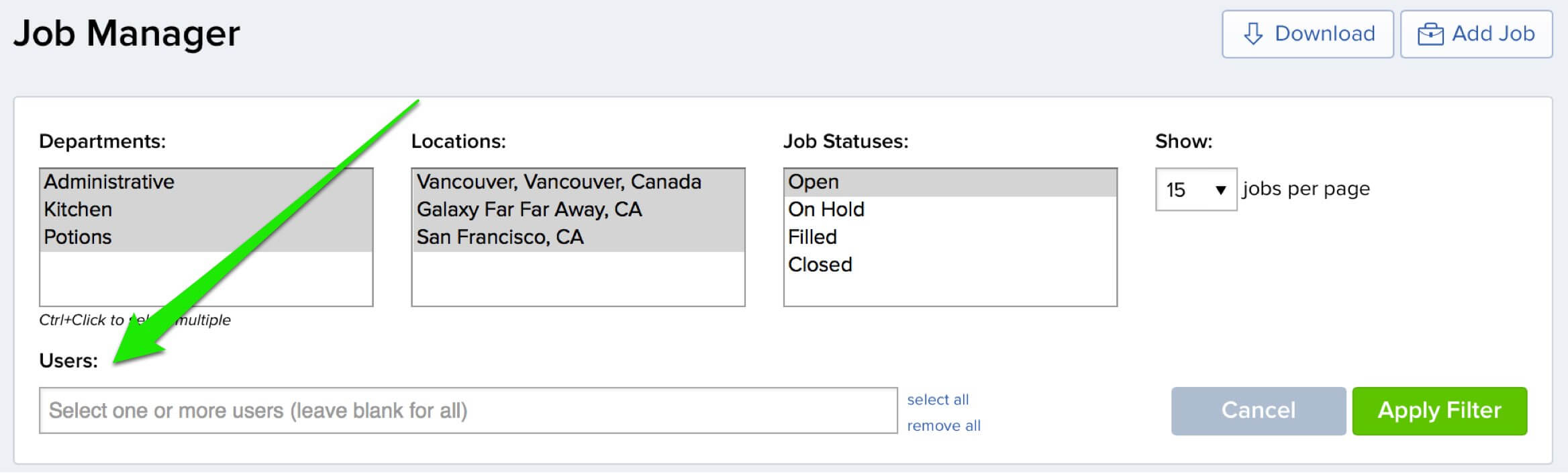 JobScore job filter