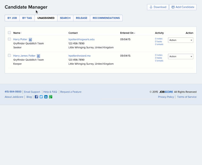 Candidate profile Merge