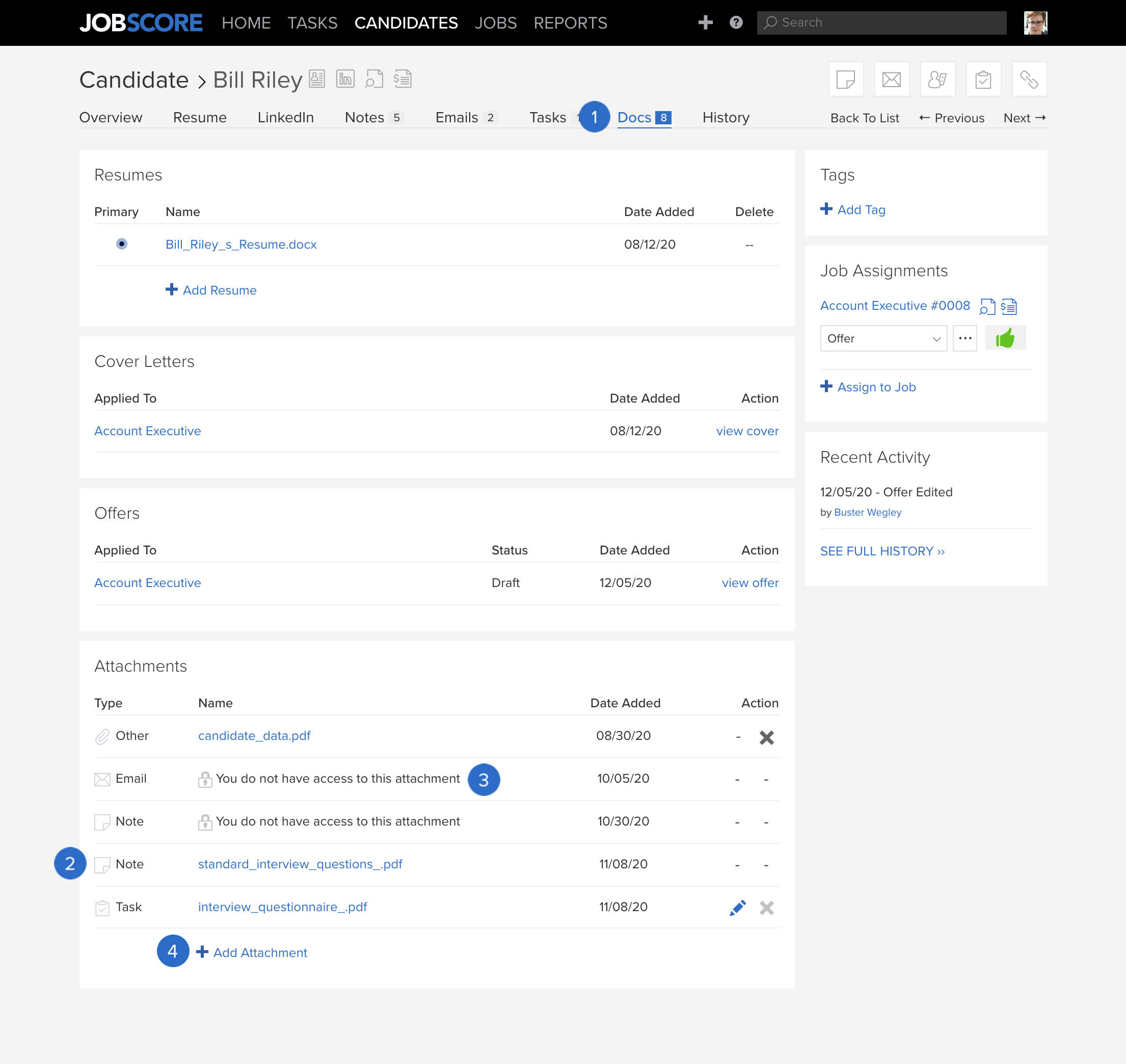 new attachments section at docs tab