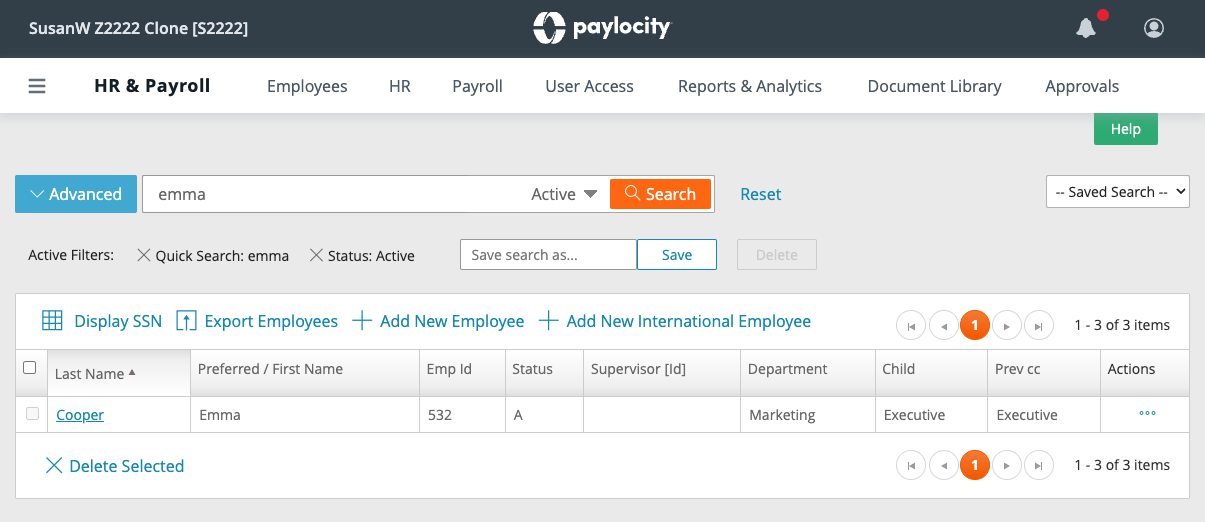 Paylocity employee record automatically generated from JobScore integration
