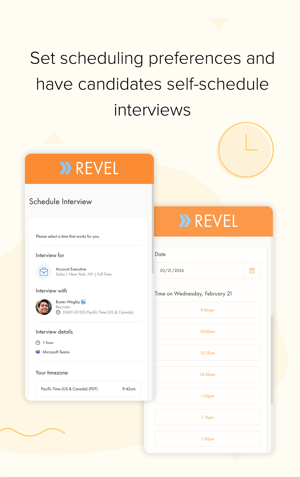 Set preferences and have candidates self-schedule interviews | mobile recruiting software schedules