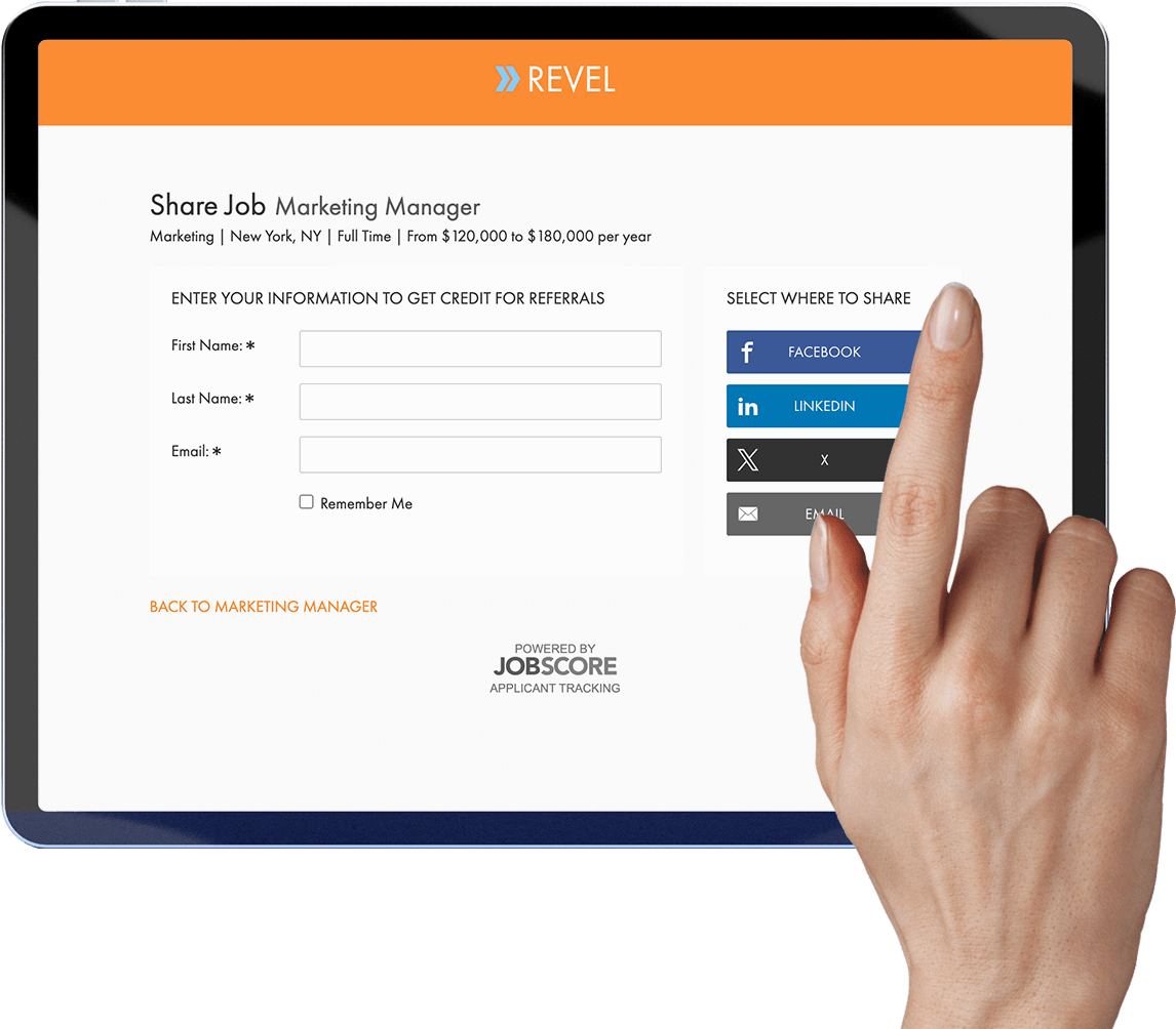 Share a job page for social network recruiting.