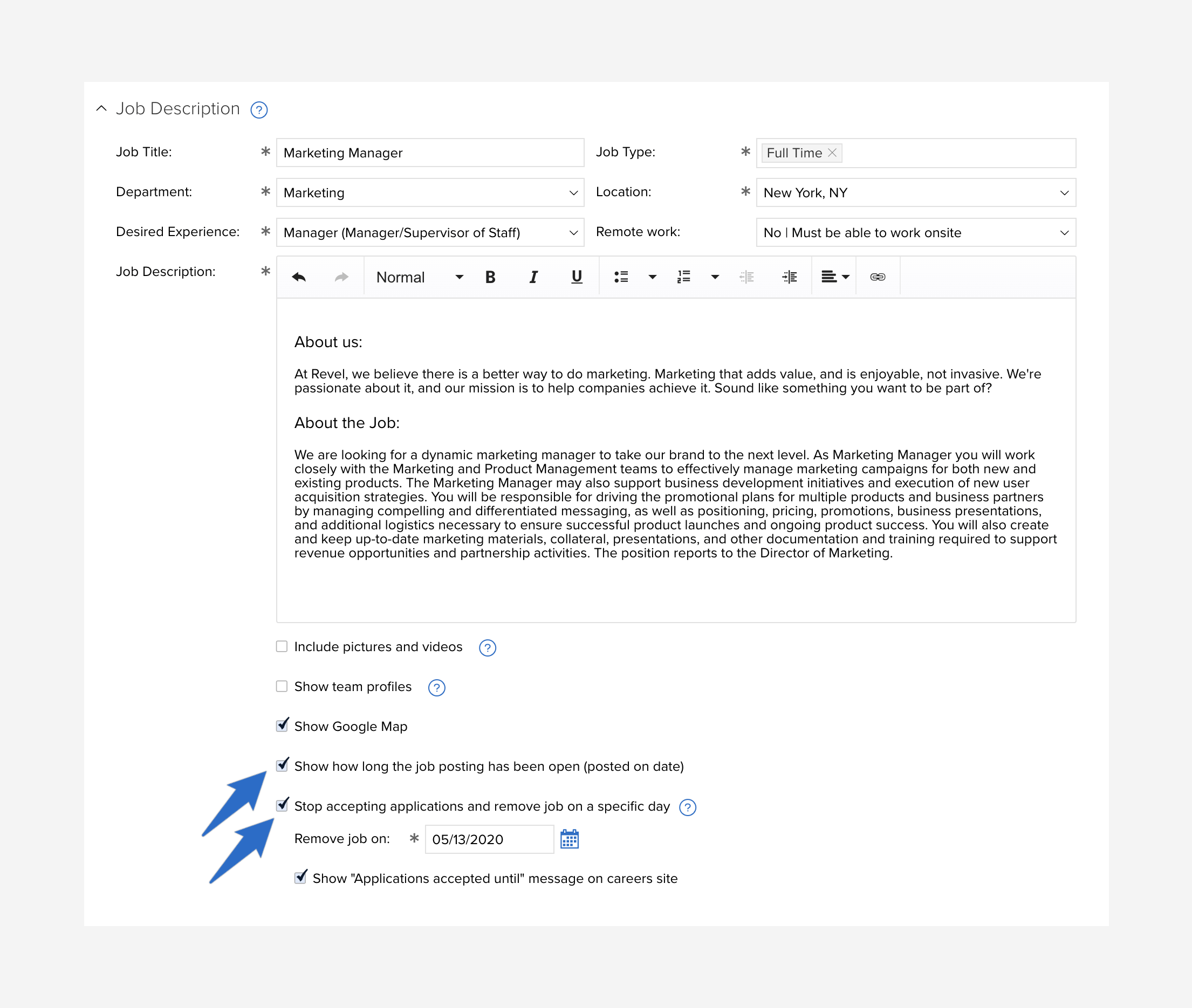 two new attributes on job description